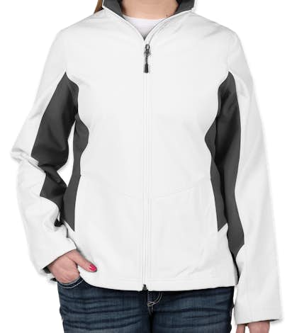 Port Authority Ladies Colorblock Soft Shell Jacket - Marshmallow / Battleship Grey