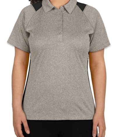 Sport-Tek Ladies Contrast Performance Polo - Vintage Heather / Black