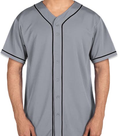 Augusta Wicking Mesh Contrast Trim Baseball Jersey - Silver Grey / Black