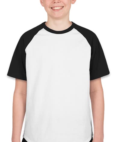 Sport-Tek Youth Short Sleeve Baseball Raglan - White / Black
