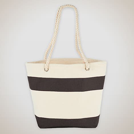 Medium Nautical Stripe 100% Cotton Tote - Black