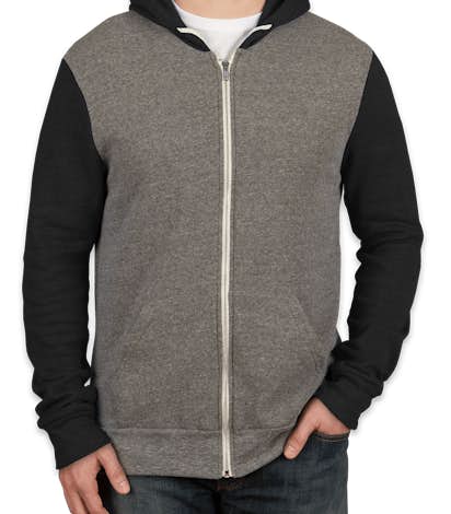 Alternative Apparel Tri-Blend Raglan Zip Hoodie - Eco Grey / Eco True Black