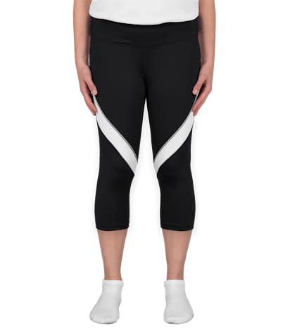 Augusta Ladies Action Colorblock Performance Capri Pant - Black / White