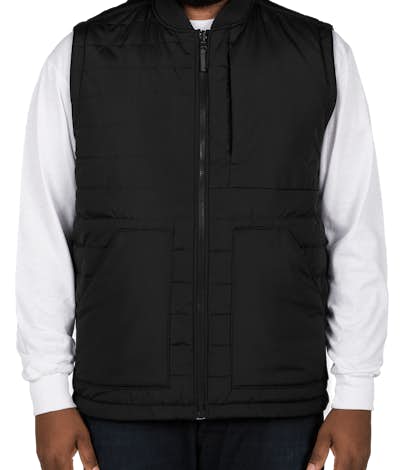 Harriton Puffer Reversible Vest - Black / Dark Charcoal