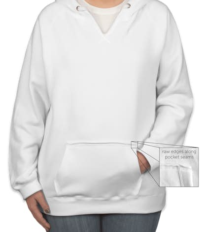 J. America Ladies V-Neck Pullover Hoodie - White