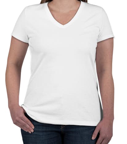 Fruit of the Loom Ladies 100% Cotton V-Neck T-shirt - White