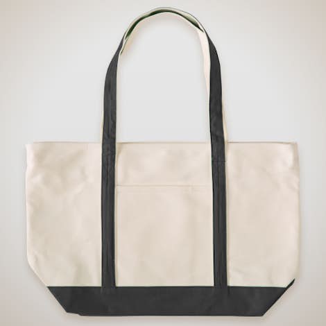 Large Heavyweight Cotton Zippered Boat Tote - Black