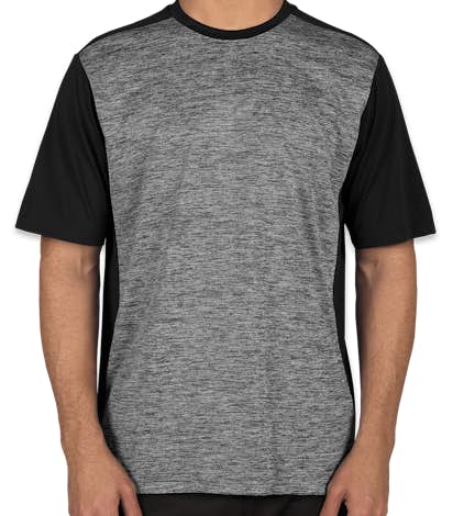 Sport-Tek Electric Heather Colorblock Performance Shirt - Black Electric / Black