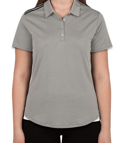 Adidas Ladies Climacool 3-Stripes Shoulder Polo - Medium Grey Heather