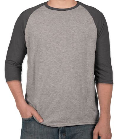 Anvil Tri-Blend Baseball Raglan - Heather Grey / Heather Dark Grey