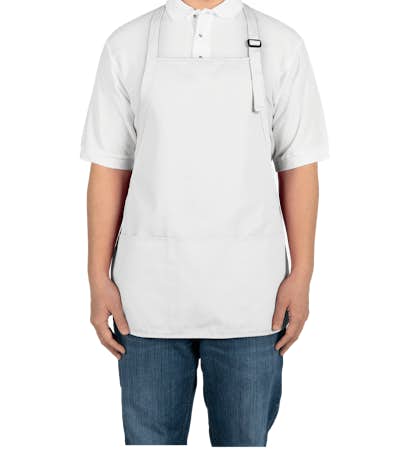 Stain Release Medium Length Apron - Screen Printed - White