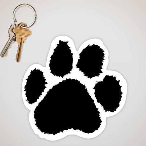 5.5 in. x 5.5 in. Paw Print Car Magnet - Black / White