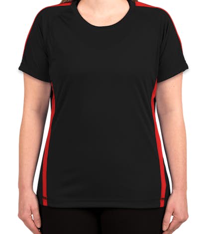 Sport-Tek Ladies Competitor Colorblock Performance Shirt - Black / True Red