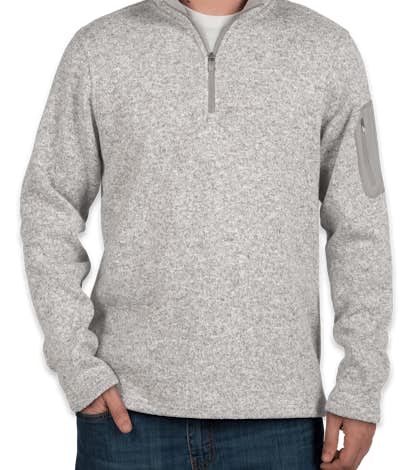 Charles River Quarter Zip Sweater Fleece Pullover - Light Grey Heather