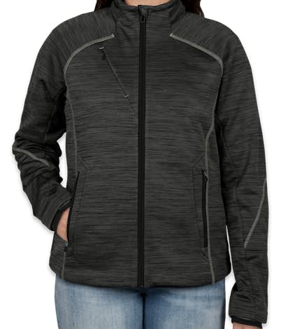 North End Ladies Melange Tech Fleece Lined Jacket - Carbon / Black