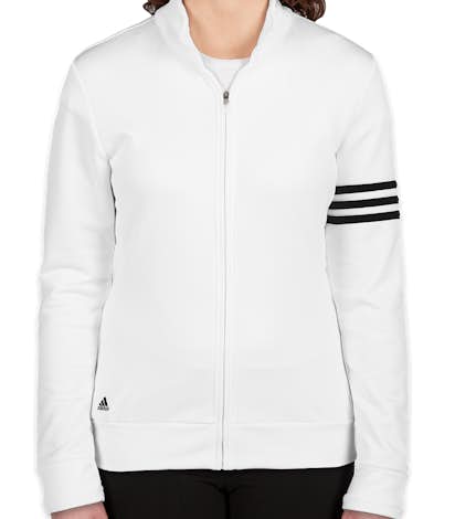 Adidas Ladies ClimaLite Full Zip Performance Sweatshirt - White / Black