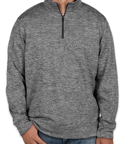 Sport-Tek Electric Heather Performance Quarter Zip Pullover - Black Electric