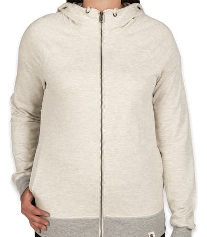 Champion Authentic Ladies French Terry Zip Hoodie - Oatmeal Heather / Oxford Grey