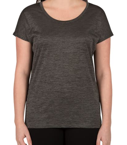 Sport-Tek Ladies Electric Heather Performance Shirt - Grey-Black Electric