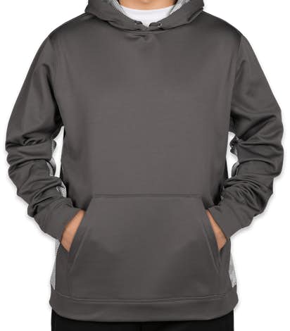 Sport-Tek CamoHex Colorblock Performance Pullover Hoodie - Dark Smoke Grey / White