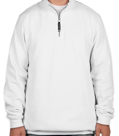 Charles River Pocket Quarter Zip Sweatshirt - Embroidered - White