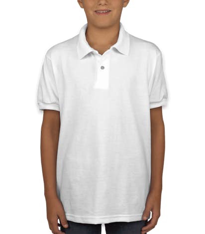 Hanes Youth 50/50 Jersey Polo - White
