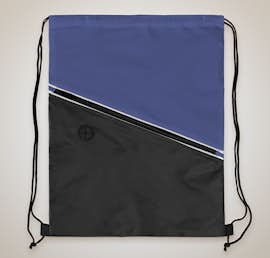 Contrast Zipper Drawstring Bag - Color: Royal Blue