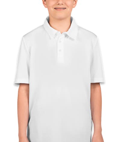 Port Authority Youth Silk Touch Performance Polo - White