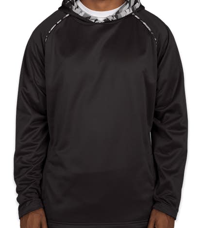 Augusta Camo Colorblock Performance Pullover Hoodie - Black / Black Mod