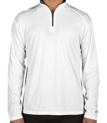 Badger Contrast Quarter Zip Performance Shirt - White / Graphite