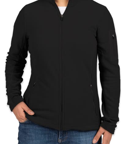 Port Authority Ladies Colorblock Full Zip Microfleece Jacket - Black / Black