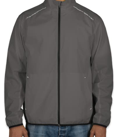 Port Authority Reflective Running Full Zip Jacket - Grey Steel / Deep Black