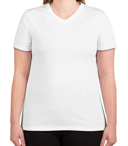 Hanes Ladies Cool Dri V-Neck Performance Shirt - White