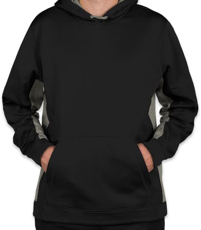Sport-Tek Colorblock Performance Pullover Hoodie - Black / Dark Smoke Grey