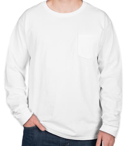 Hanes ComfortSoft® Tagless Long Sleeve Pocket T-shirt - White
