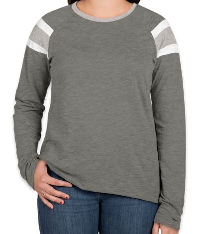 Augusta Ladies Fanatic Long Sleeve T-shirt - Slate / Athletic Heather / White