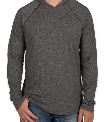 Next Level Hooded Melange Long Sleeve T-shirt - Black