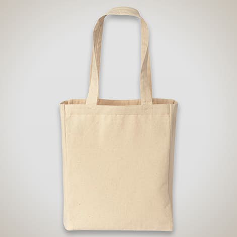 Medium Gusseted Midweight 100% Cotton Canvas Tote - Natural