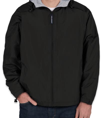 Port Authority Lined Hooded Team Jacket - Black / Light Oxford