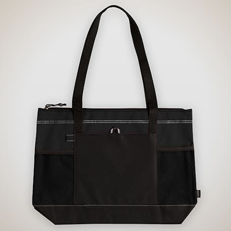 Large Multi-Pocket Zippered Tote - Black