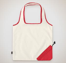 Contrast Foldaway Shopper Tote - Color: Vanilla / Cranberry