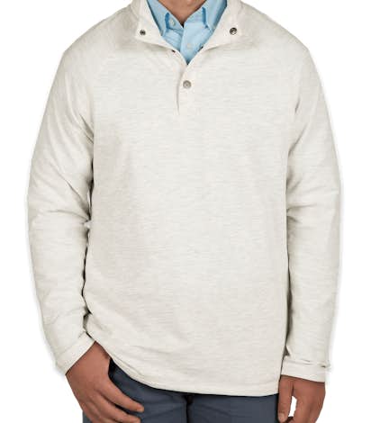 Charles River Snap Button Pullover With Pockets - Ivory Heather