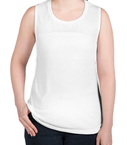 Bella Ladies Flowy Muscle Tank - White