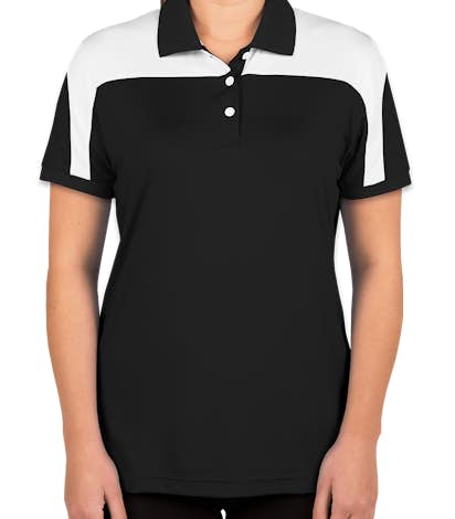 Team 365 Ladies Colorblock Performance Polo - Black / White