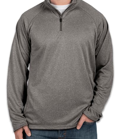 Devon & Jones Heather Quarter Zip Performance Pullover - Dark Grey Heather
