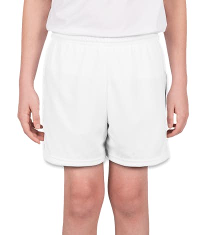 High Five Youth Contrast Performance Soccer Shorts - White / White
