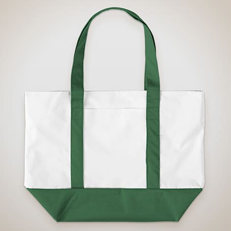 Large Poly Zippered Boat Tote - White / Forest