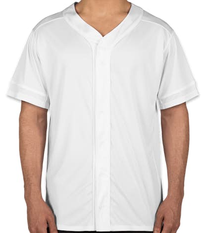 Augusta Slugger Full Button Baseball Jersey - White / White