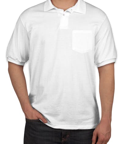Hanes 50/50 Jersey Pocket Polo - White
