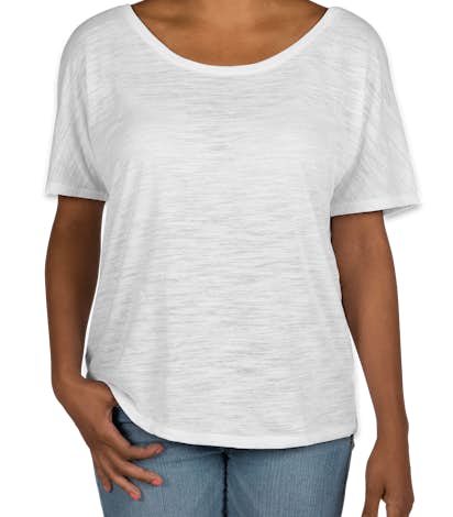 Bella Ladies Flowy Slub T-shirt - White Slub
